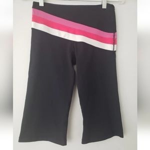 Lululemon Womens Black Pink Striped Waistband Yoga Pants Size S